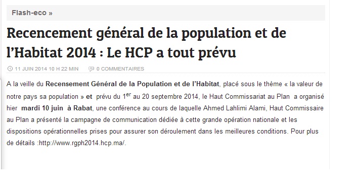 Recensement général de la population et de l'Habitat 2014: Le HCP a tout prévu